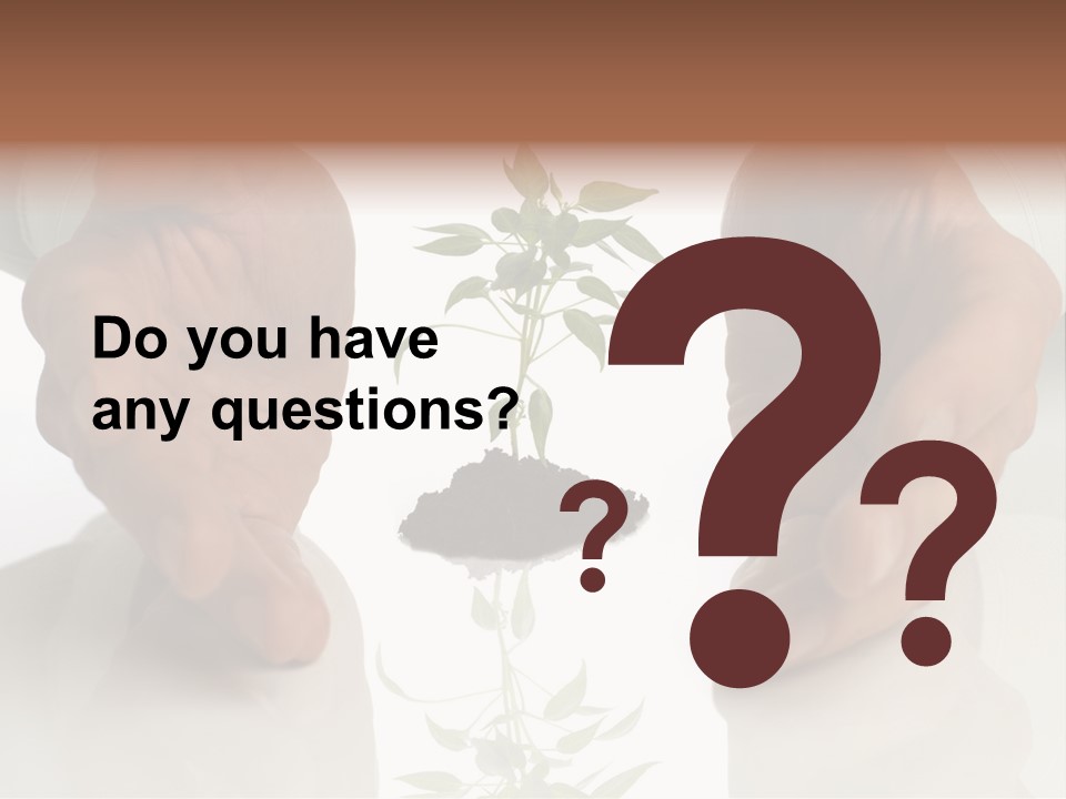 Business Men Holding A Plant Between Hands On White PowerPoint Template