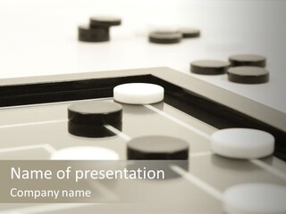 Draughs Or Checkers Black And White Board Game PowerPoint Template