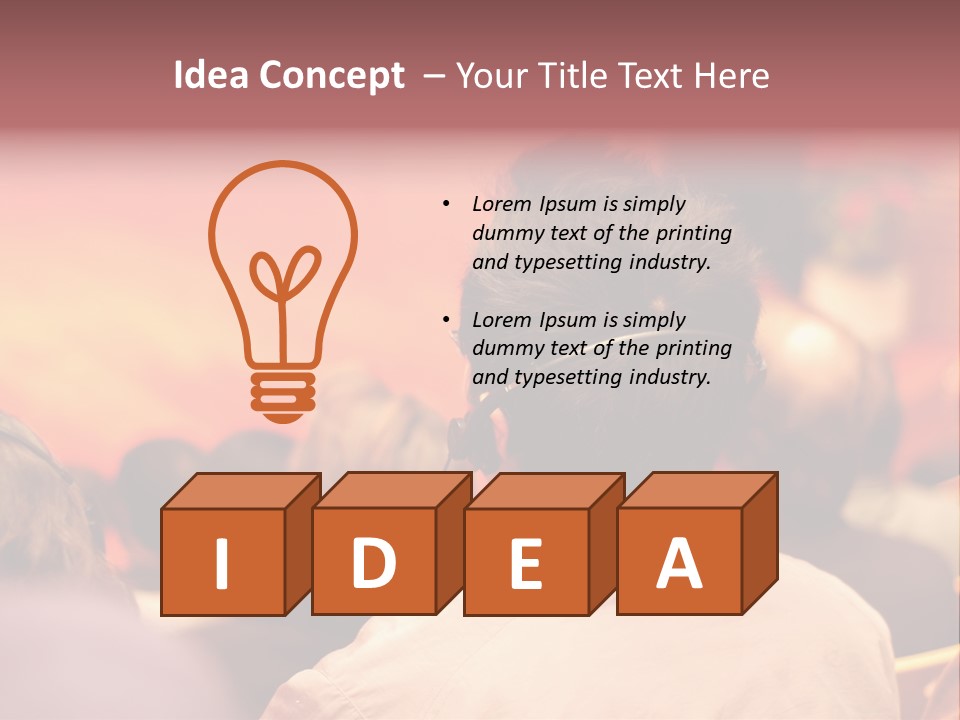 The Audience Wearing Head Phone For Online Translation PowerPoint Template