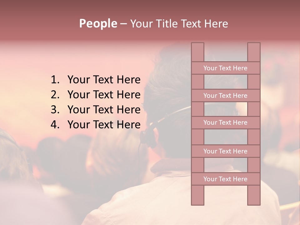 The Audience Wearing Head Phone For Online Translation PowerPoint Template