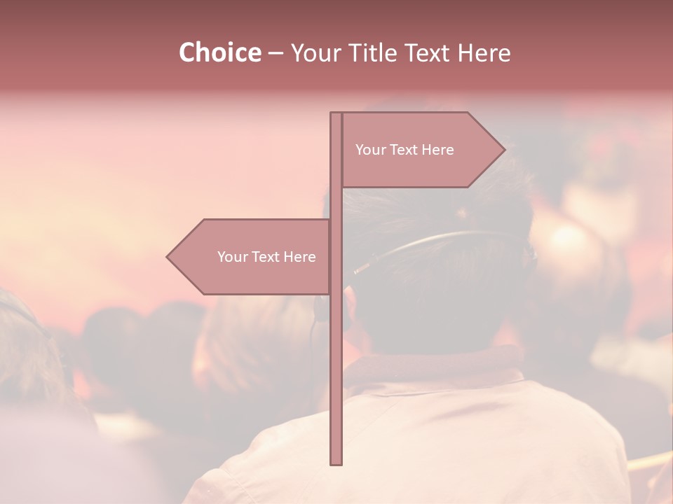 The Audience Wearing Head Phone For Online Translation PowerPoint Template