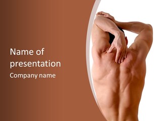 Back Of A Man Who Is Fit And Is Stretching PowerPoint Template