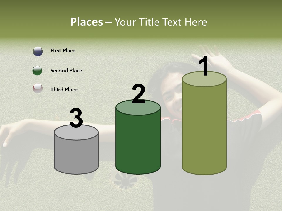 Young, Female Golf Player Smiling And Embracing The Hole At A Golf Course. PowerPoint Template