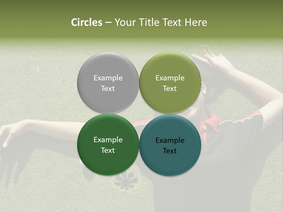 Young, Female Golf Player Smiling And Embracing The Hole At A Golf Course. PowerPoint Template