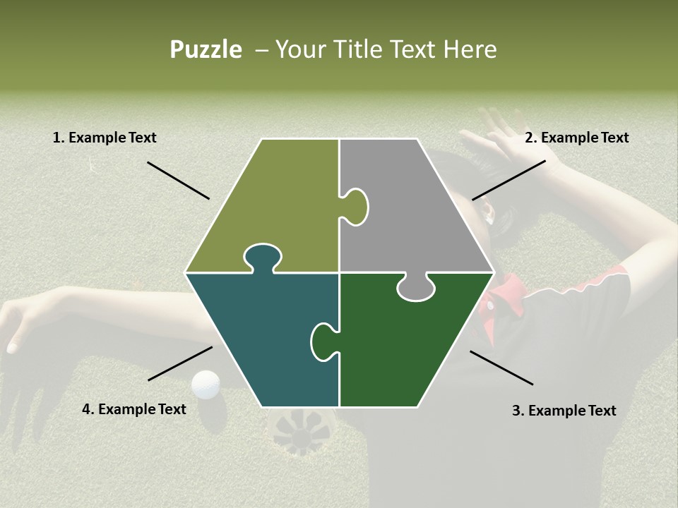 Young, Female Golf Player Smiling And Embracing The Hole At A Golf Course. PowerPoint Template