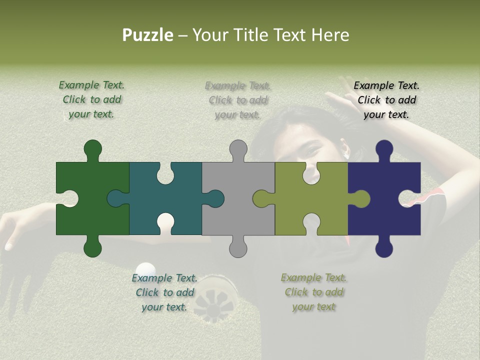 Young, Female Golf Player Smiling And Embracing The Hole At A Golf Course. PowerPoint Template