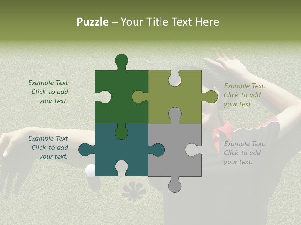 Young, Female Golf Player Smiling And Embracing The Hole At A Golf Course. PowerPoint Template