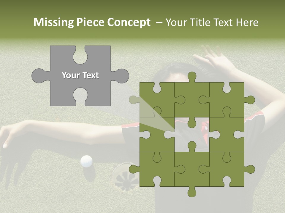 Young, Female Golf Player Smiling And Embracing The Hole At A Golf Course. PowerPoint Template