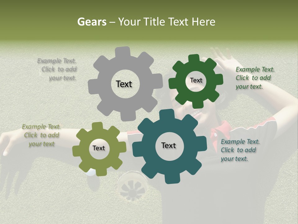 Young, Female Golf Player Smiling And Embracing The Hole At A Golf Course. PowerPoint Template