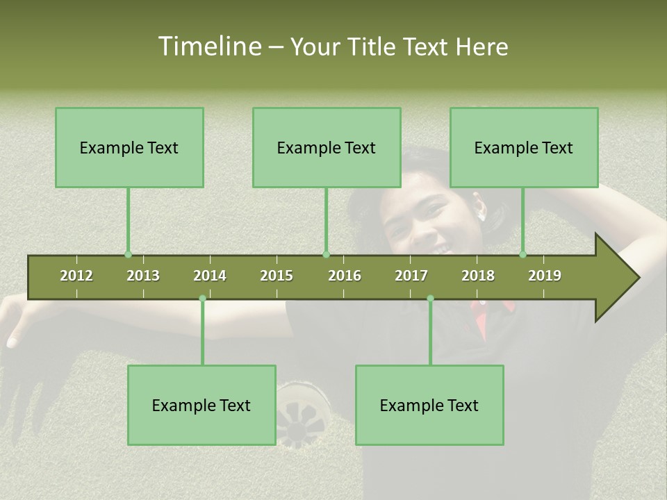 Young, Female Golf Player Smiling And Embracing The Hole At A Golf Course. PowerPoint Template