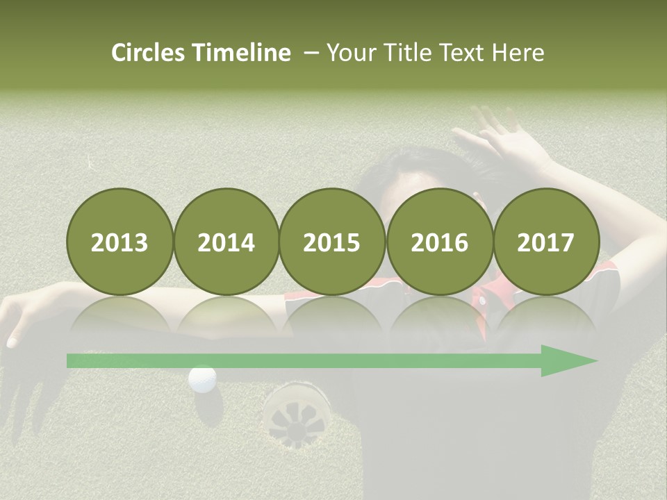 Young, Female Golf Player Smiling And Embracing The Hole At A Golf Course. PowerPoint Template