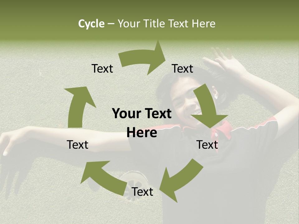 Young, Female Golf Player Smiling And Embracing The Hole At A Golf Course. PowerPoint Template