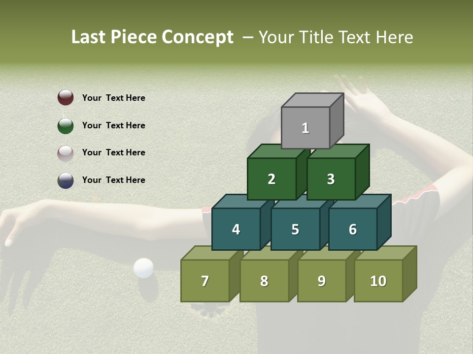 Young, Female Golf Player Smiling And Embracing The Hole At A Golf Course. PowerPoint Template