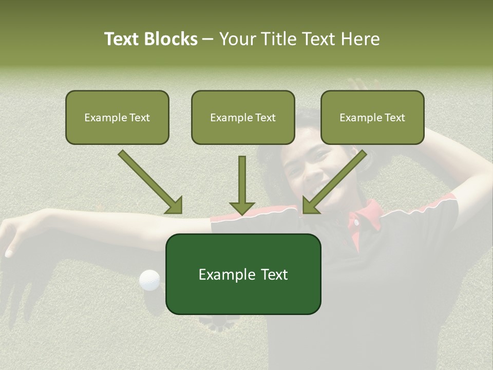 Young, Female Golf Player Smiling And Embracing The Hole At A Golf Course. PowerPoint Template