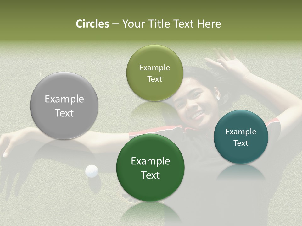 Young, Female Golf Player Smiling And Embracing The Hole At A Golf Course. PowerPoint Template