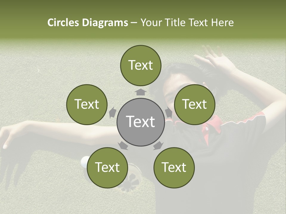 Young, Female Golf Player Smiling And Embracing The Hole At A Golf Course. PowerPoint Template