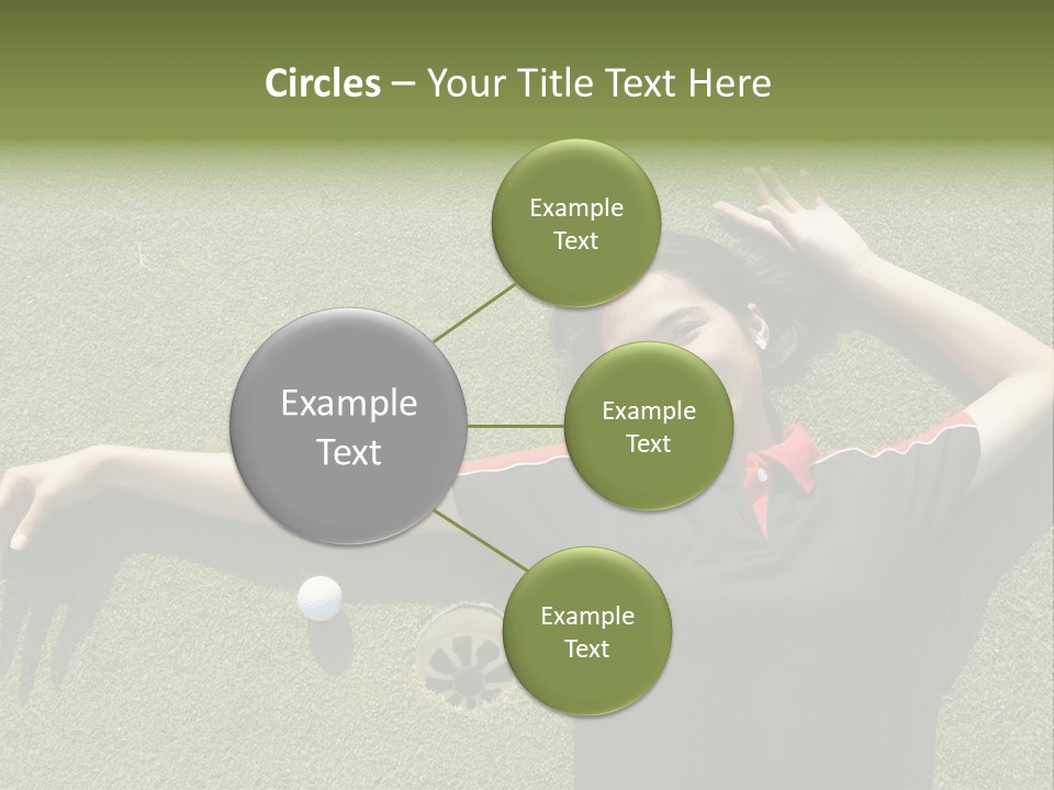 Young, Female Golf Player Smiling And Embracing The Hole At A Golf Course. PowerPoint Template