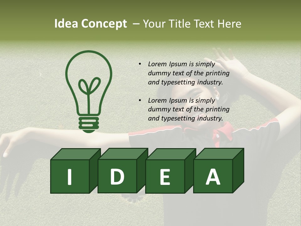 Young, Female Golf Player Smiling And Embracing The Hole At A Golf Course. PowerPoint Template