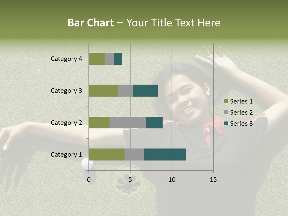 Young, Female Golf Player Smiling And Embracing The Hole At A Golf Course. PowerPoint Template