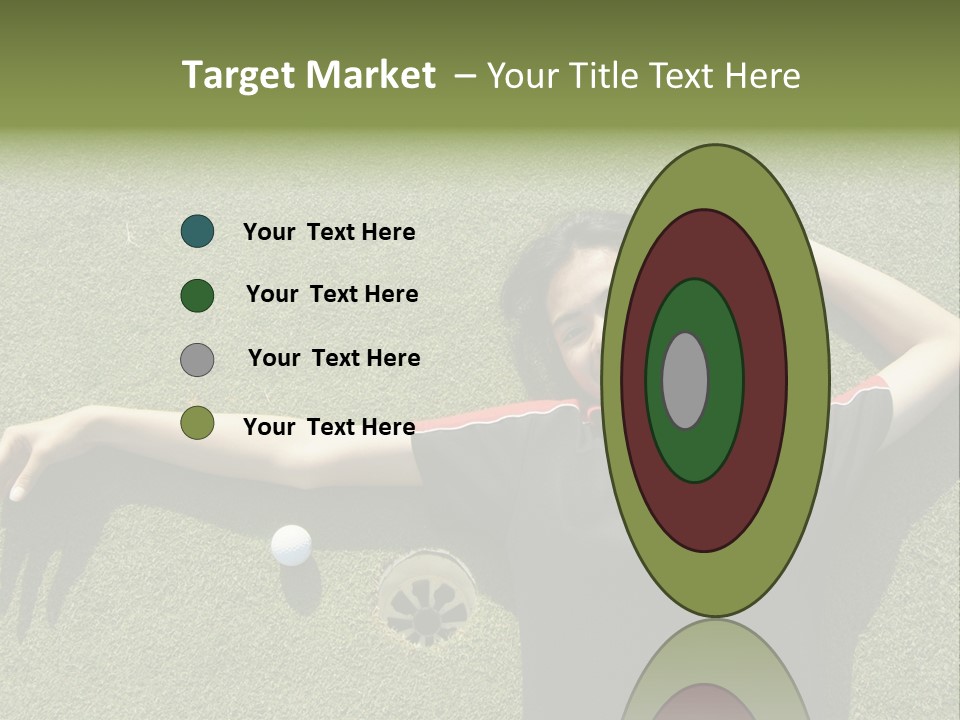 Young, Female Golf Player Smiling And Embracing The Hole At A Golf Course. PowerPoint Template