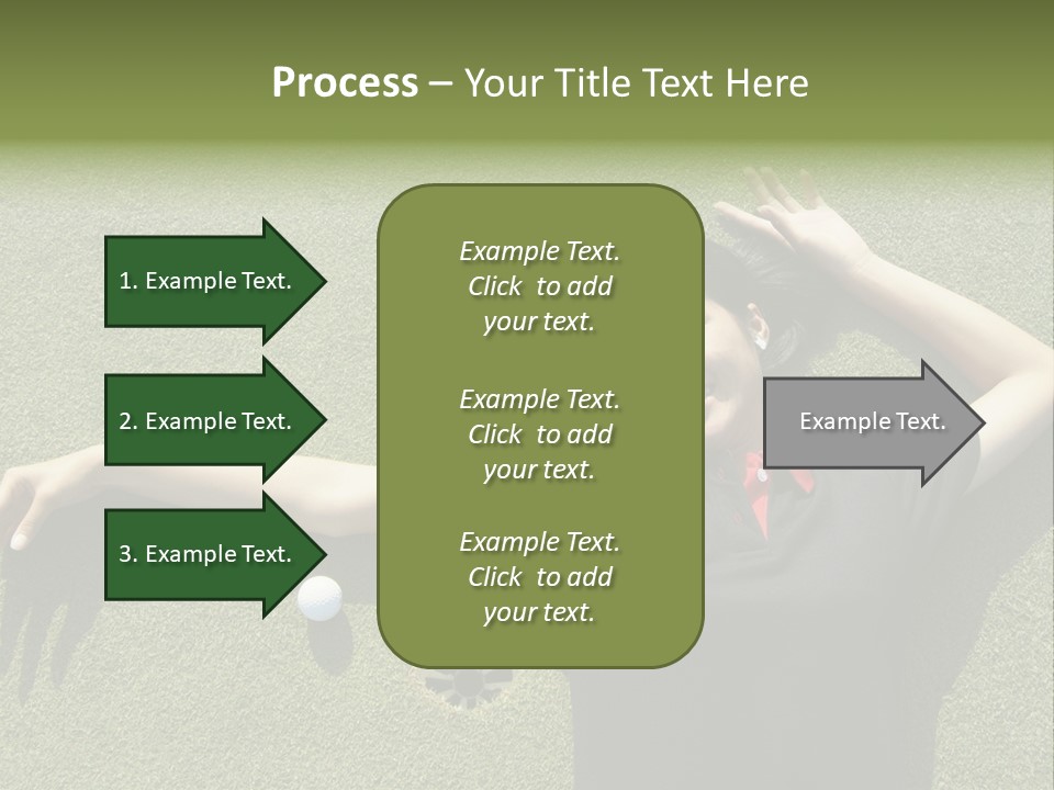Young, Female Golf Player Smiling And Embracing The Hole At A Golf Course. PowerPoint Template