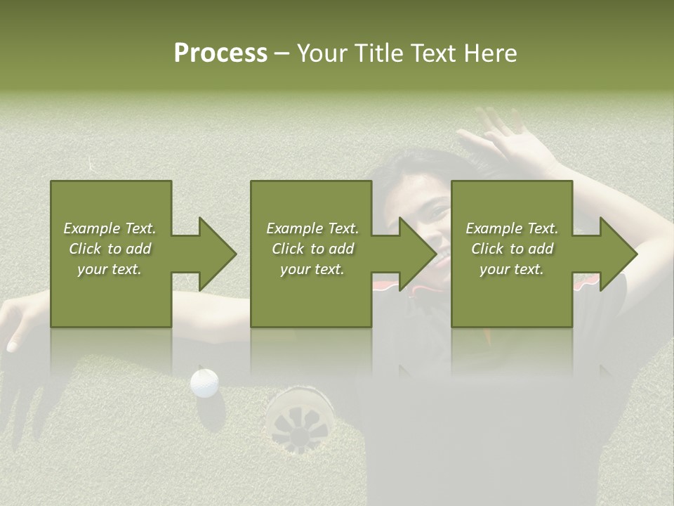 Young, Female Golf Player Smiling And Embracing The Hole At A Golf Course. PowerPoint Template