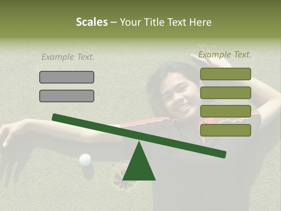 Young, Female Golf Player Smiling And Embracing The Hole At A Golf Course. PowerPoint Template