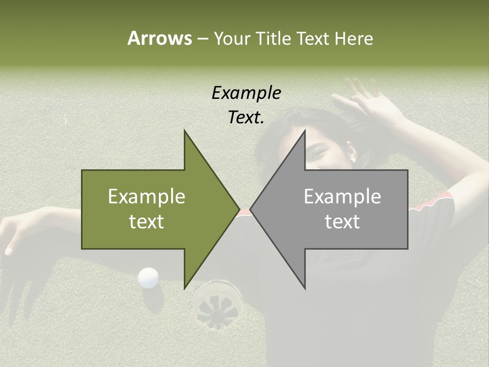 Young, Female Golf Player Smiling And Embracing The Hole At A Golf Course. PowerPoint Template