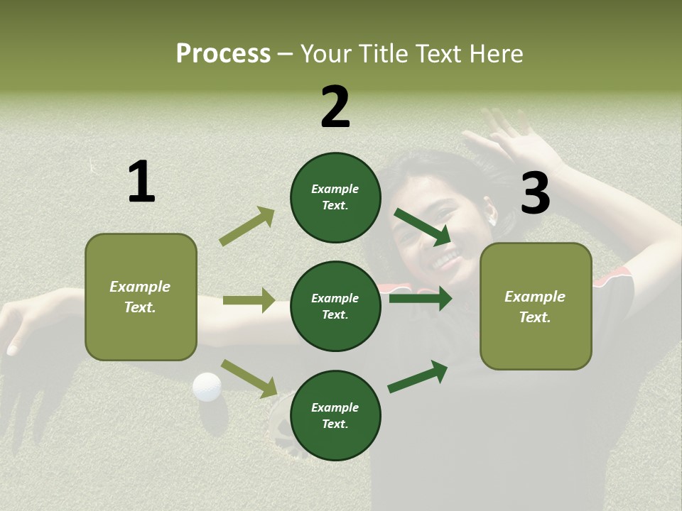 Young, Female Golf Player Smiling And Embracing The Hole At A Golf Course. PowerPoint Template