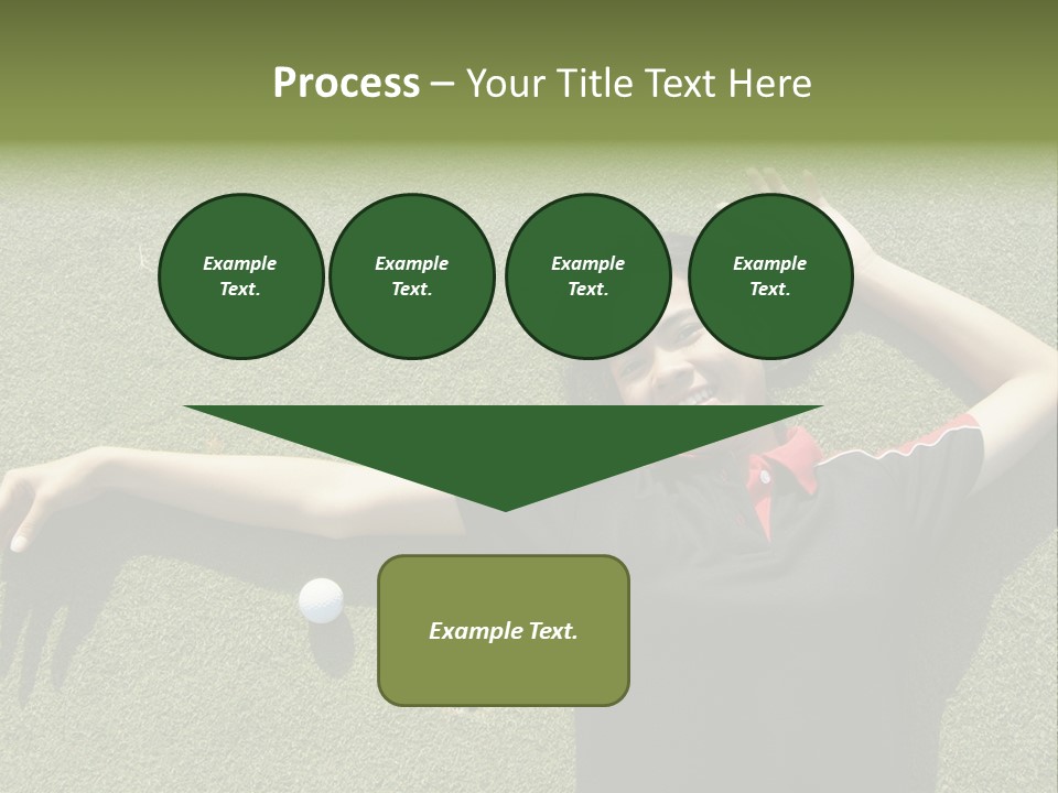 Young, Female Golf Player Smiling And Embracing The Hole At A Golf Course. PowerPoint Template