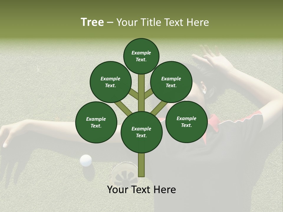 Young, Female Golf Player Smiling And Embracing The Hole At A Golf Course. PowerPoint Template