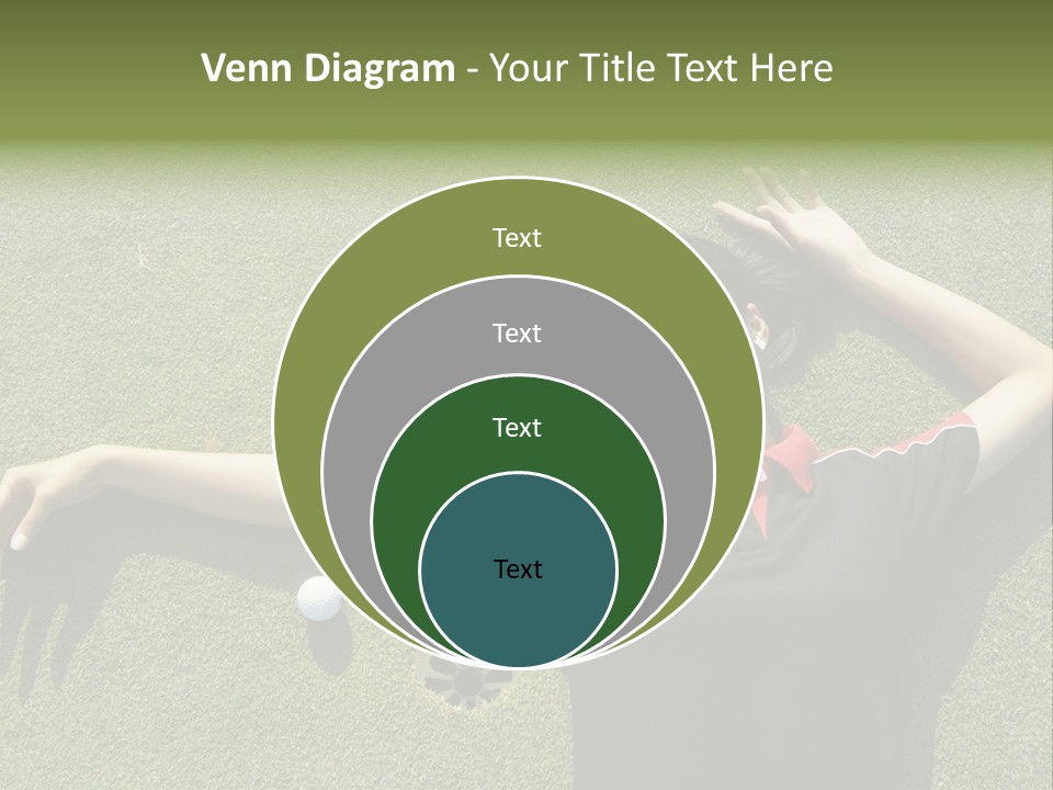 Young, Female Golf Player Smiling And Embracing The Hole At A Golf Course. PowerPoint Template