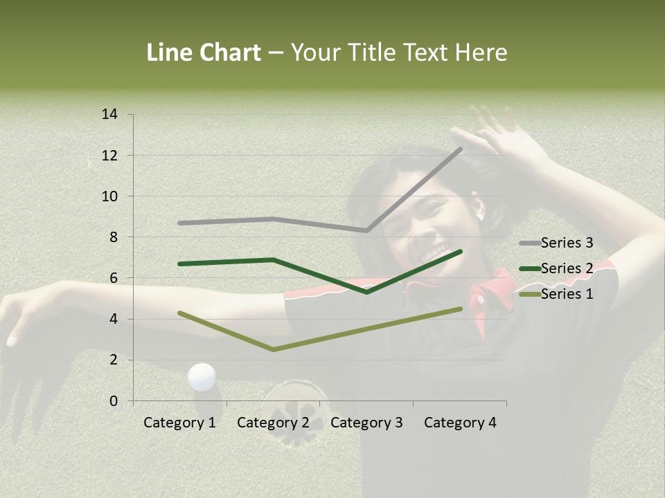 Young, Female Golf Player Smiling And Embracing The Hole At A Golf Course. PowerPoint Template