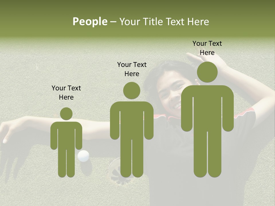 Young, Female Golf Player Smiling And Embracing The Hole At A Golf Course. PowerPoint Template