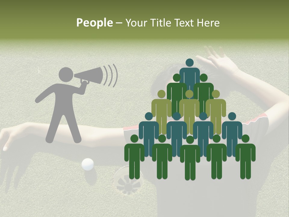 Young, Female Golf Player Smiling And Embracing The Hole At A Golf Course. PowerPoint Template