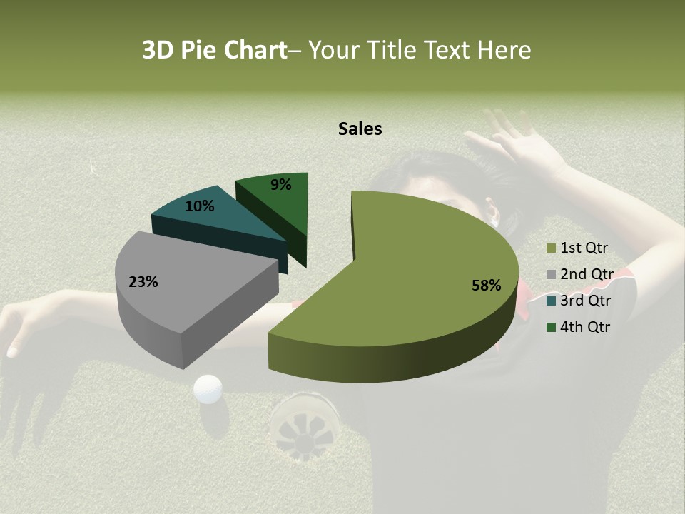Young, Female Golf Player Smiling And Embracing The Hole At A Golf Course. PowerPoint Template