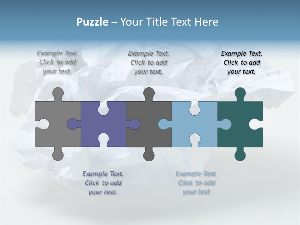 Crumpled Note Paper, Foolscap, With Writing On It, On White. PowerPoint Template