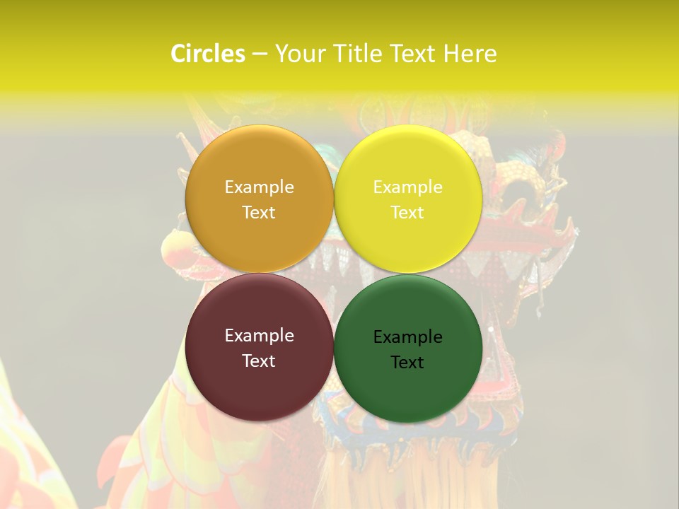 A Colorful Dragon Statue With A Yellow Background PowerPoint Template