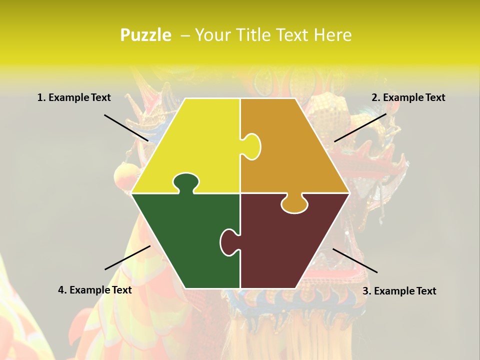 A Colorful Dragon Statue With A Yellow Background PowerPoint Template