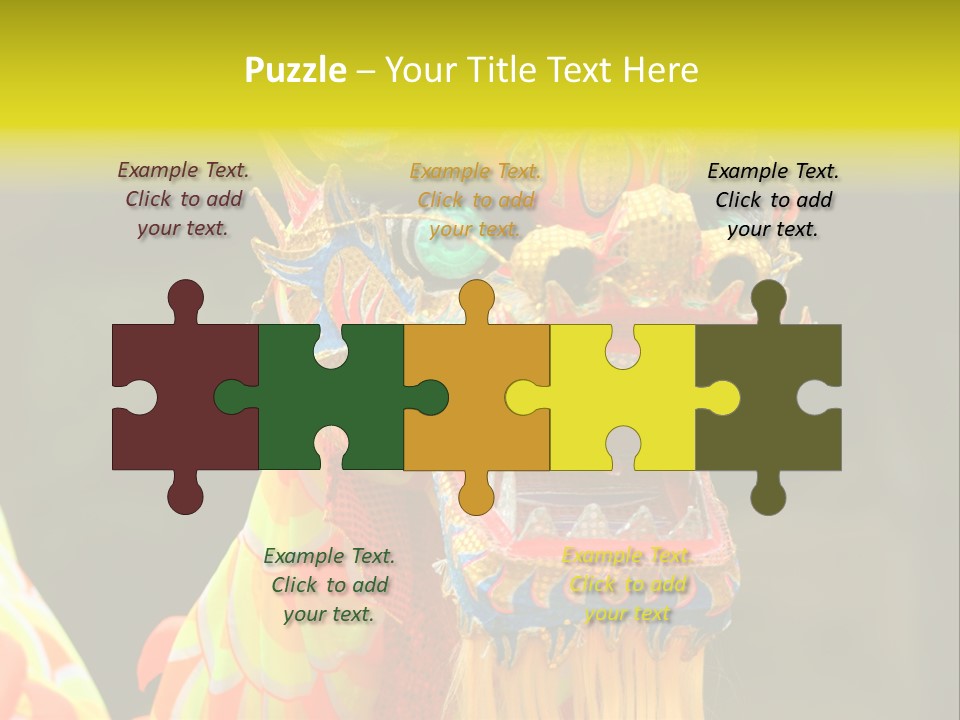 A Colorful Dragon Statue With A Yellow Background PowerPoint Template