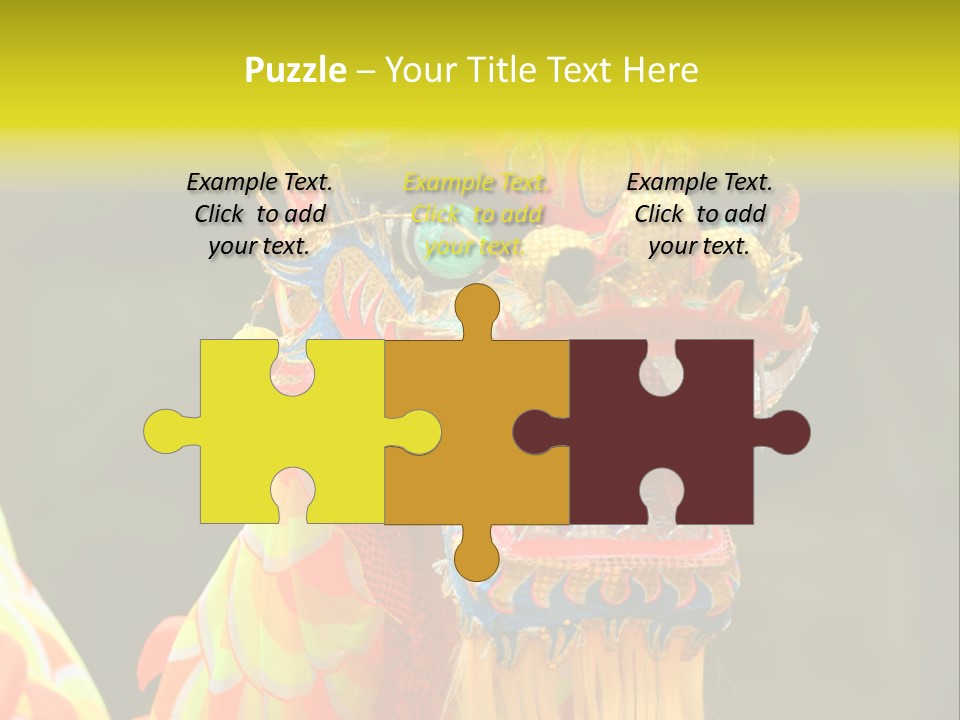 A Colorful Dragon Statue With A Yellow Background PowerPoint Template