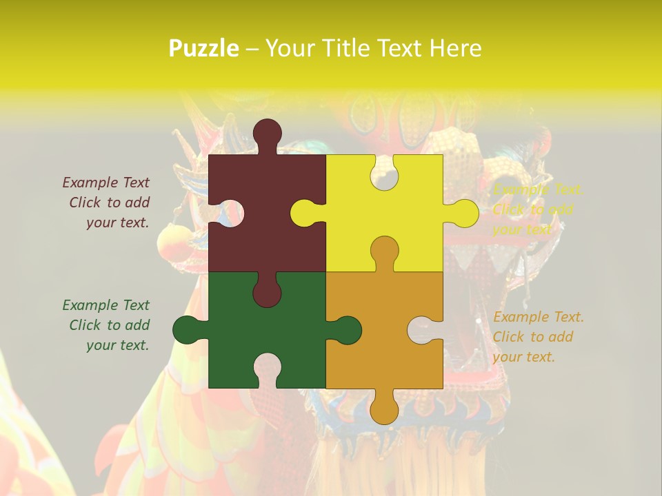 A Colorful Dragon Statue With A Yellow Background PowerPoint Template