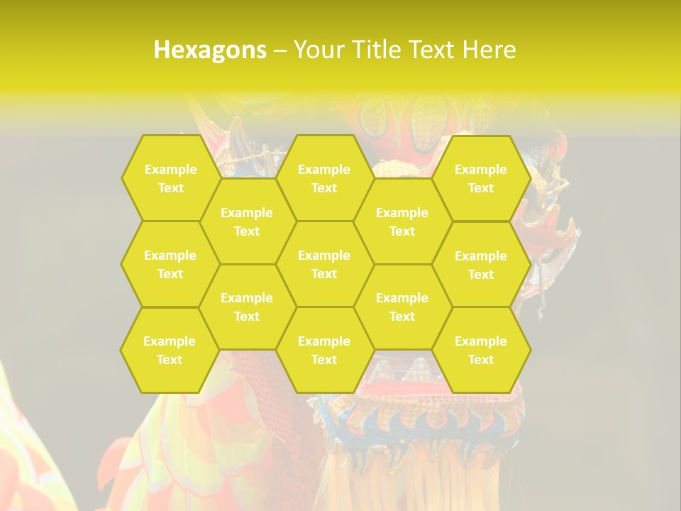 A Colorful Dragon Statue With A Yellow Background PowerPoint Template