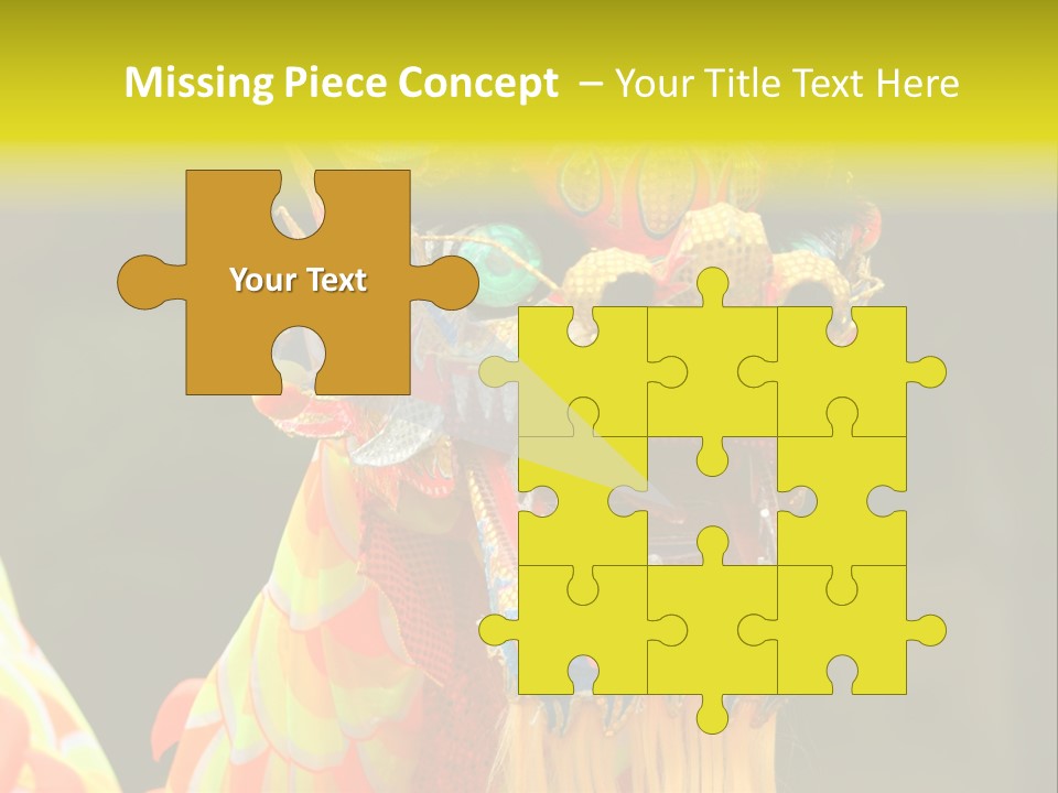 A Colorful Dragon Statue With A Yellow Background PowerPoint Template