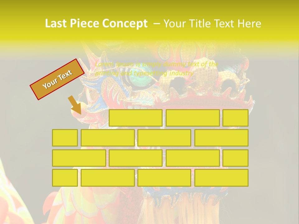 A Colorful Dragon Statue With A Yellow Background PowerPoint Template