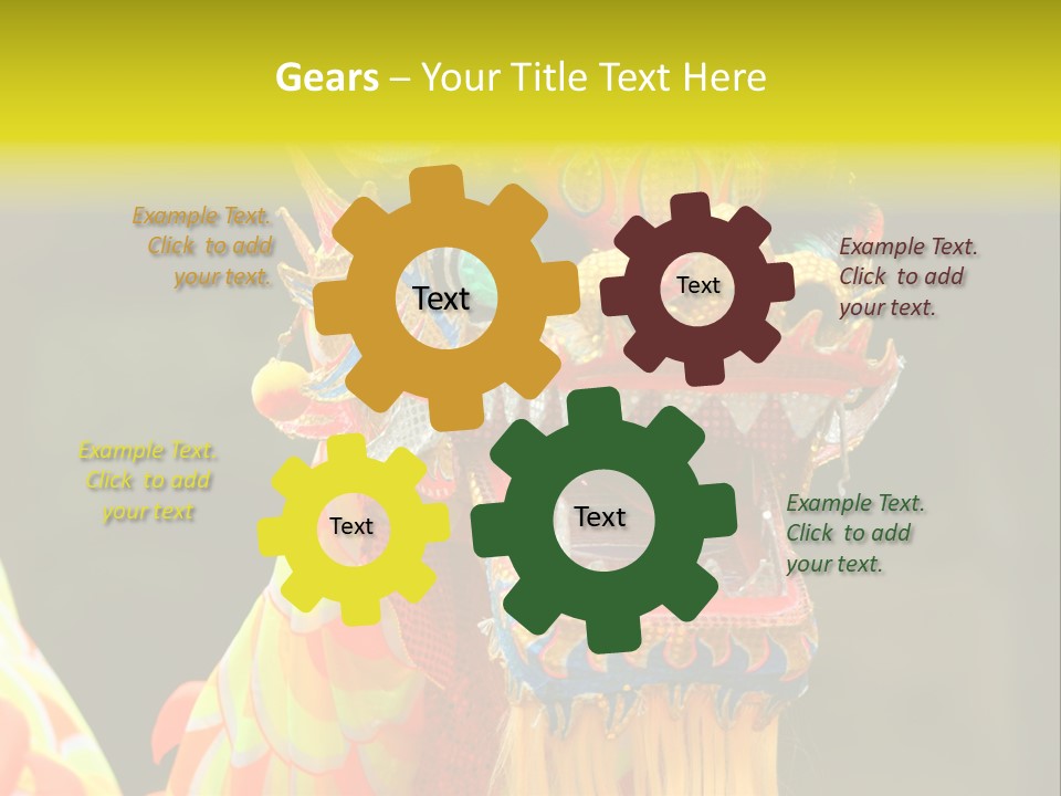 A Colorful Dragon Statue With A Yellow Background PowerPoint Template
