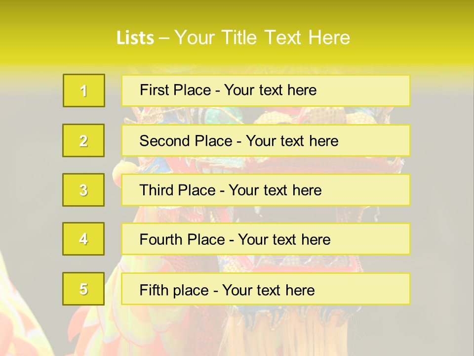 A Colorful Dragon Statue With A Yellow Background PowerPoint Template