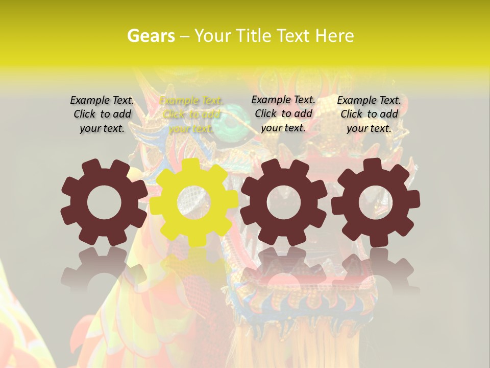 A Colorful Dragon Statue With A Yellow Background PowerPoint Template