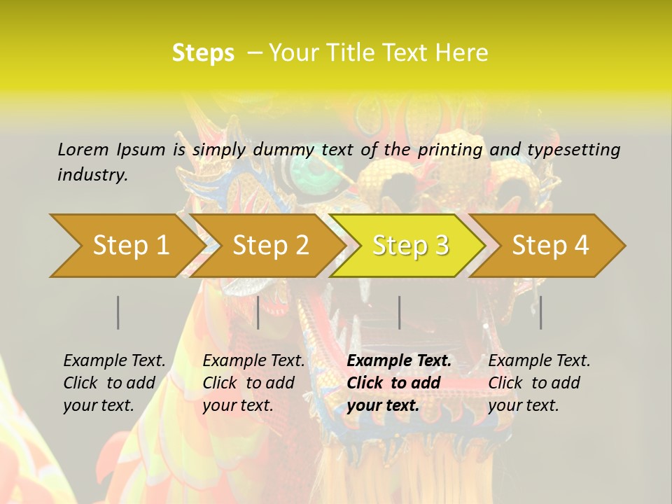 A Colorful Dragon Statue With A Yellow Background PowerPoint Template