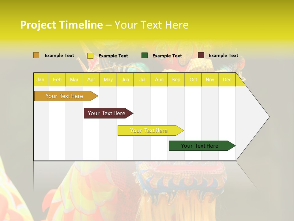 A Colorful Dragon Statue With A Yellow Background PowerPoint Template